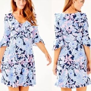 Lilly Pulitzer Stirling Dress in the "Bright Navy Amore Please Size L